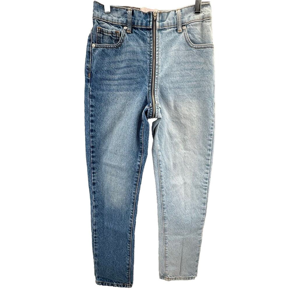 Revice Denim Yin Yang Crops Tokyo Wash Jeans Zipper Front Back Two Tone Women 25